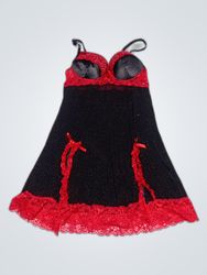 She's Black Lace Babydoll Slip Dress