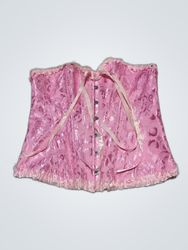 Pink Satin Bustier Corset Top