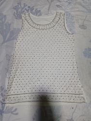 Unbranded White Beaded Tank Top