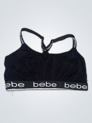 Bebe Black Logo Sports Bra