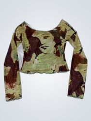 Unbranded Sheer Camo Print Blouse
