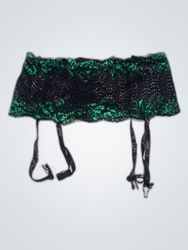Avid Love Black Green Lace Garter Belt