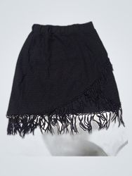 SHEIN Black Fringed Mini Skirt