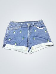 Faded Glory Pineapple Embroidered Denim Shorts