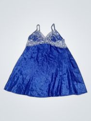 la Vie en Rose Blue Lace Trim Slip Dress