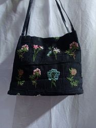 Black Floral Tote Bag