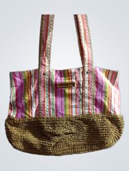 Mountain Lake Striped Tote Bag