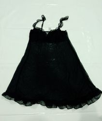 Black Sheer Babydoll Dress with Ruffle Trim