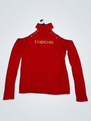 Bebe Red Cold Shoulder Turtleneck Sweater