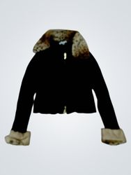 Madden Girl Black Jacket with Fur Collar and Cuffs