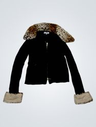 Madden Girl Black Jacket with Faux Fur Trim
