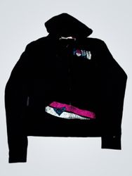 Roxy Black Zip-Up Hoodie mit grafischem Druck