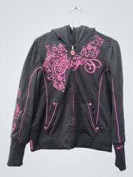 Coogi Zip Up Hoodie with Pink Embellishments