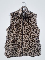 KATYDID Leopard Print Faux Fur Vest