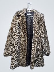 Calvin Klein Leopard Print Faux Fur Coat