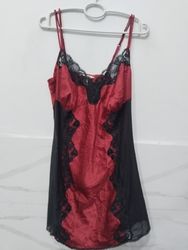 Cacique Red and Black Lace Trim Nightgown