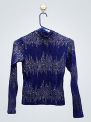 Haut à col roulé pailleté bleu