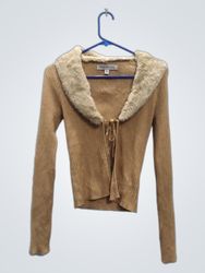 madden girl beige cardigan à nouer devant en trico..