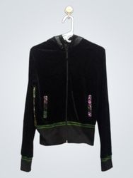 Sweat à capuche A.M.N. en velours noir avec dos im..