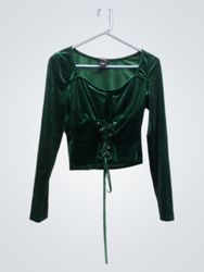 Thorn & Gable Top corsetto allacciato in velluto v..