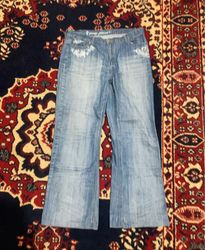 PRINCE JEANS Women's Blue Denim Flare Jeans