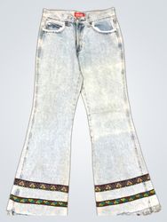 GUESS Women's Light Wash Flared Jeans with Embroid..