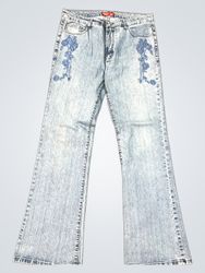 MISS SIXTY Damen Blue bestickte Flared Jeans