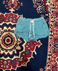 Blue Lace Up Shorts