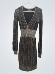 Guess Long Sleeve Metallic Striped Mini Dress