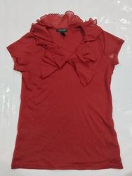 Lauren Ralph Lauren Women's Red Ruffle Bow Short S..
