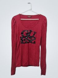 Guess Jeans Long Sleeve Sequin Logo Top
