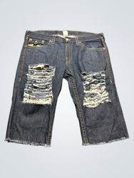 True Religion Brand Jeans Distressed Denim Shorts