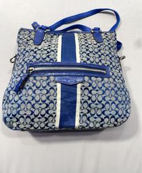 Coach Blue Monogram Tote Handbag