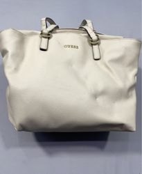 Guess White Leather Tote Bag