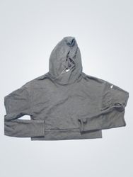 Alo Black Cropped Hoodie with Cut-out Sleeves