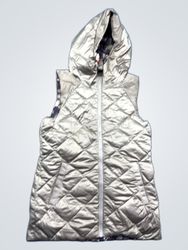 Quilted Puffer Vest with Butterfly Print Lining