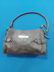 Rosetti Brown Pebble Grain Handbag with Silver Acc..