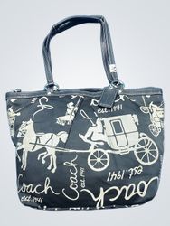Coach Tote Bag with Horse and Carriage Print