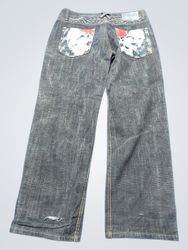 Ed Hardy Skull & Roses Embroidered Jeans
