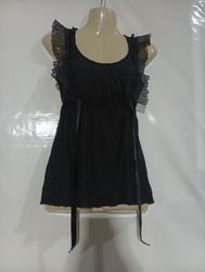 NafNaf Schwarze Rüschen-Spitzenbluse