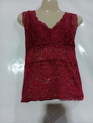 Maroon Lace V-Neck Tank Top