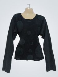 Plumes Long Sleeve Black Polka Dot Top