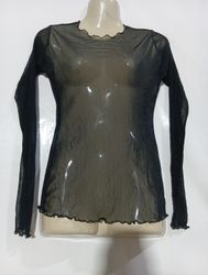 Cache Cache Black Mesh Long Sleeve Top