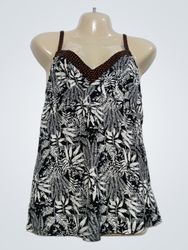 Camisola com estampa de folhas em preto e branco