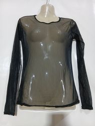 WHY NOT Black Sheer Long Sleeve Top