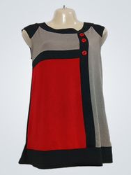 Colorblock Dress with Red and Black Accents