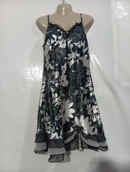 Floral Print Slip Dress with Lace Trim