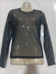 Cache Cache Black Mesh Long Sleeve Top