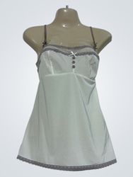 Darjeeling Lingerie White Slip with Grey Lace Trim