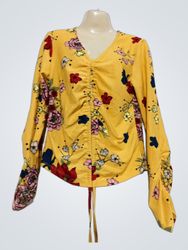 Jennyfer Floral Print Ruched Long Sleeve Top